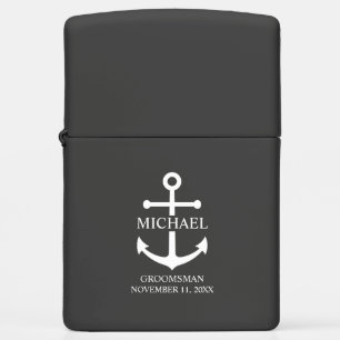 Nautical Anchor Personalized Groomsmen Zippo Lighter