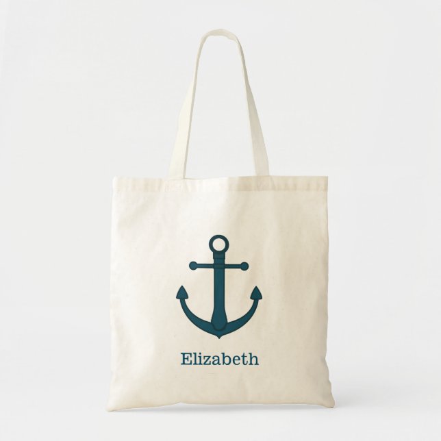Nautical Anchor Personalized Name Monogram Tote Ba (Front)