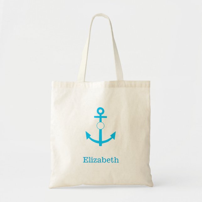 Nautical Anchor Personalized Name Monogram Tote Bag (Front)