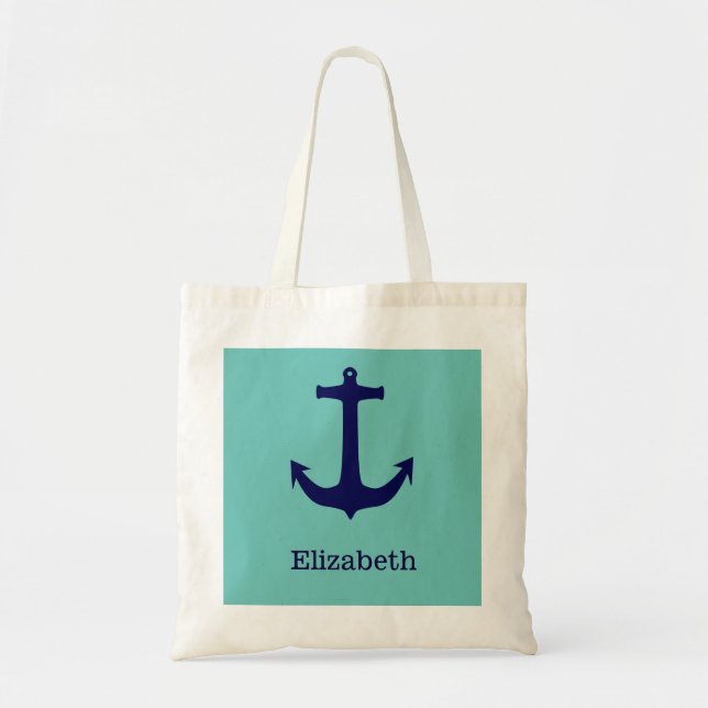 Nautical Anchor Personalized Name Monogram Tote Bag (Front)