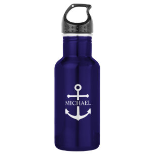 Nautical Anchor Personalized Name Stainless Steel Water Bottle