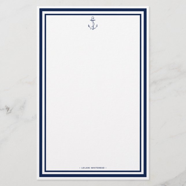 Nautical Anchor Personalized Stationery (Front)