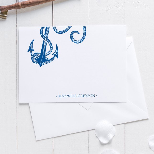 Nautical Anchor Personalized Stationery Small Note Card (Creator Uploaded)