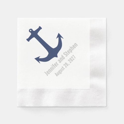 Nautical Anchor Personalized Wedding Napkins