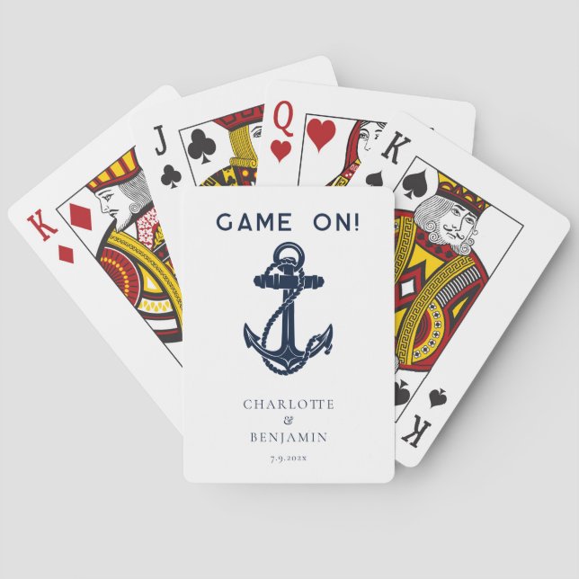 Nautical Anchor Personalized Wedding Poker Cards (Back)