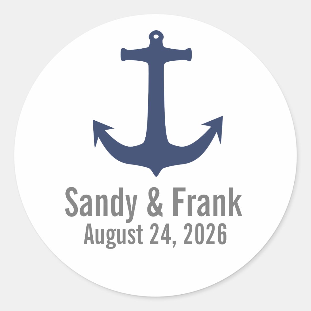 Nautical Anchor Personalized Wedding Stickers Seal Zazzle