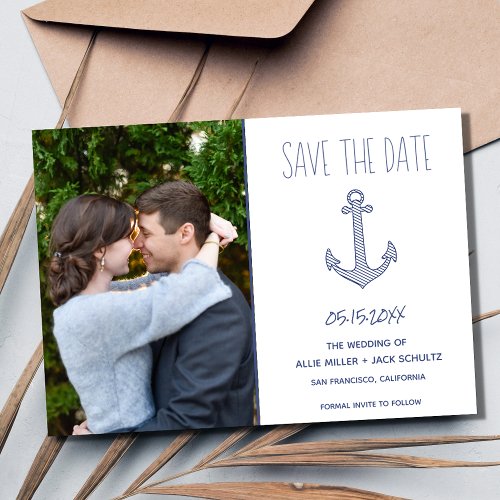 Nautical Anchor Photo Beach Wedding Save The Date