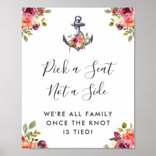 Nautical Anchor Pick A Seat Wedding Sign