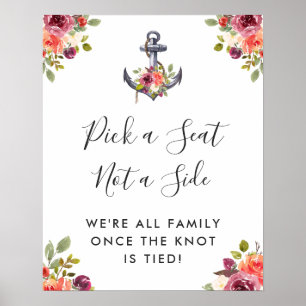 Nautical Anchor Pick A Seat Wedding Sign
