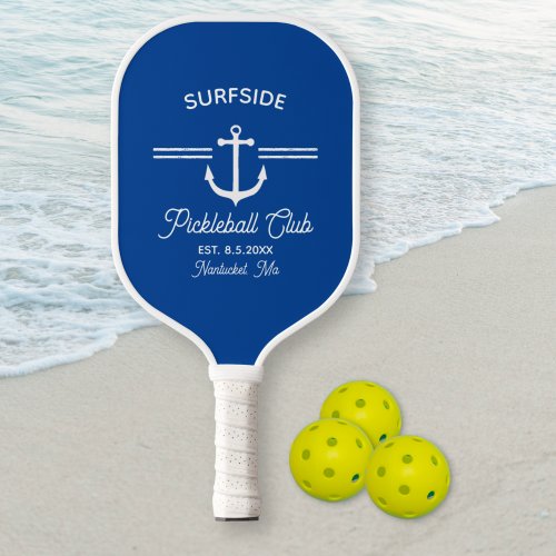 Nautical Anchor Pickleball Club Custom Text Pickle Pickleball Paddle