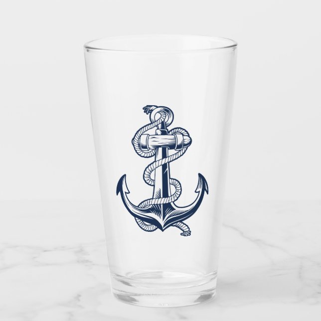 Nautical Anchor Pint Glass (Front)