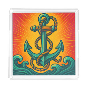 Nautical Anchor Pop Art Acrylic Tray
