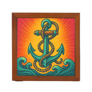 Nautical Anchor Pop Art Desk Organizer