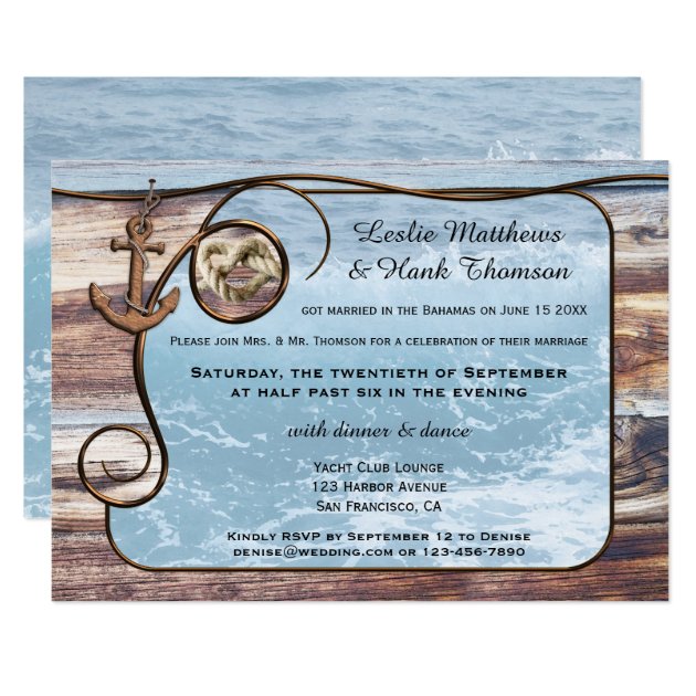 Nautical Anchor Post Or After Wedding Invitation