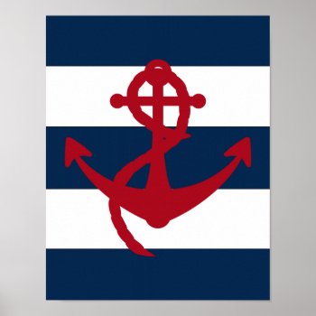 Nautical Anchor Print Red  Navy And White by Home_Suite_Home at Zazzle