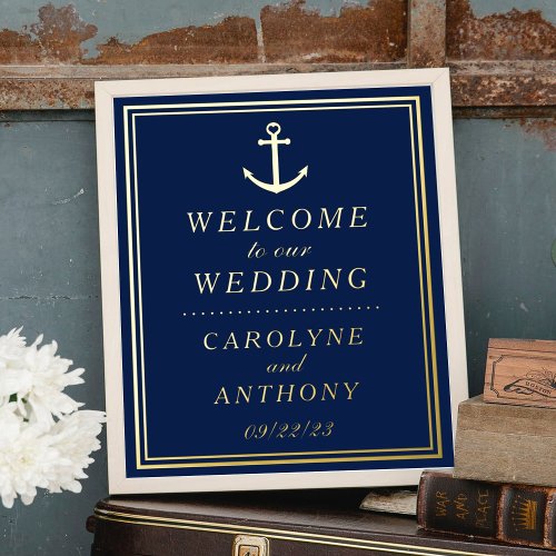 Nautical Anchor Real Foil Wedding Welcome Sign