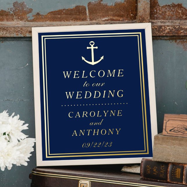Nautical Anchor Real Foil Wedding Welcome Sign (Creator Uploaded)
