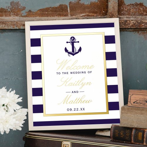 Nautical Anchor Real Foil Wedding Welcome Sign