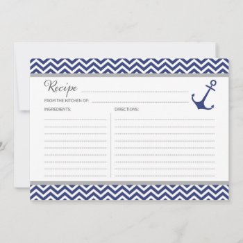 Nautical Anchor Recipe Card by melanileestyle at Zazzle