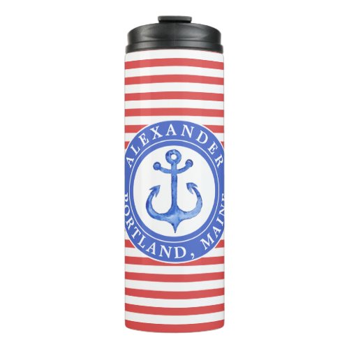 Nautical Anchor Red Personalized Thermal Tumbler