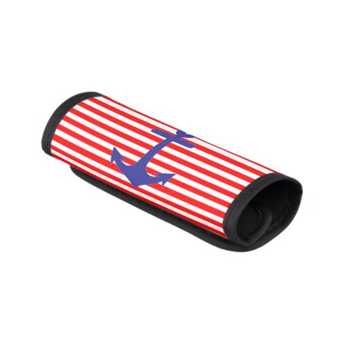 Nautical Anchor Red Stripes Luggage Handle Wrap