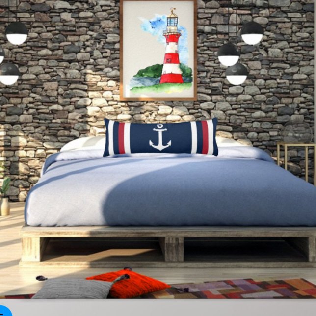 Nautical Anchor Red, White and Blue Body Pillow (Creator Uploaded)
