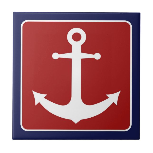Nautical Anchor - Red White and Blue Tile (Front)