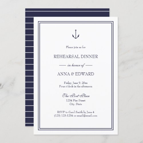 Nautical Anchor Rehearsal Dinner Invitation