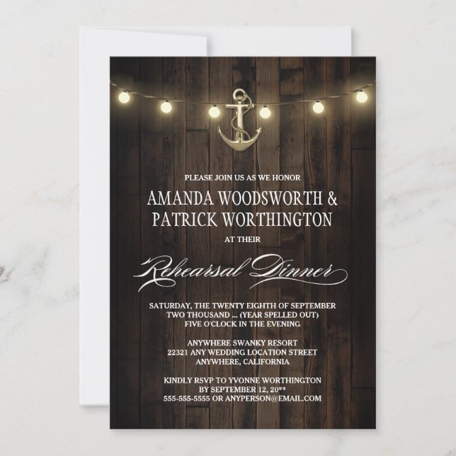 Nautical Anchor Rehearsal Dinner Invitations (Front)