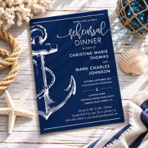 Nautical Anchor Rehearsal Wedding Dinner Navy Invitation