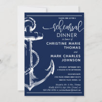 Nautical Anchor Rehearsal Wedding Dinner Navy Invitation