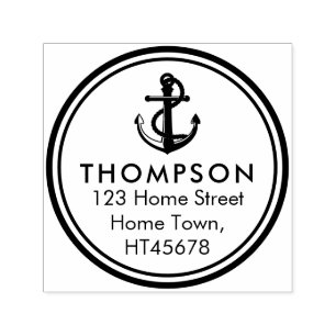 Nautical Anchor Return Address Self-inking Stamp