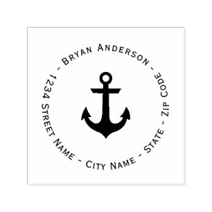 Nautical Anchor Return Address Self-inking Stamp