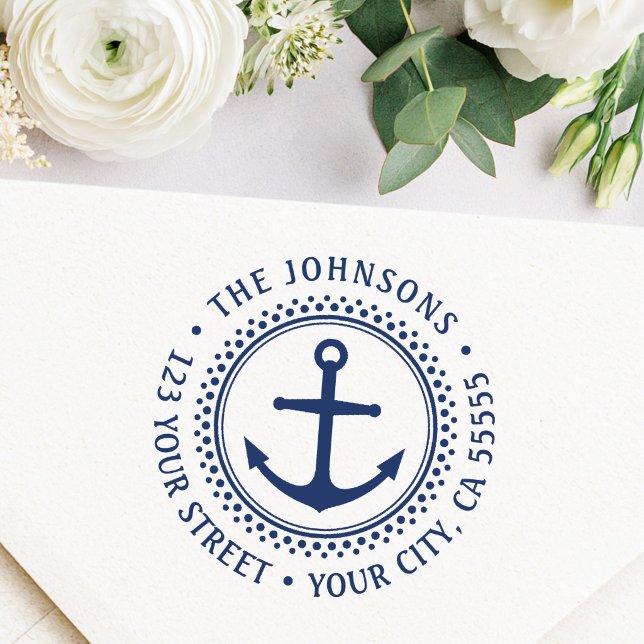 Nautical anchor return address self-inking stamp (Nautical anchor return address self-inking stamp)
