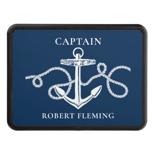 Nautical Anchor Rope Boat Captain Monogram Hitch Cover