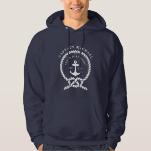 Nautical Anchor & Rope Boat & Captain's Names Hoodie