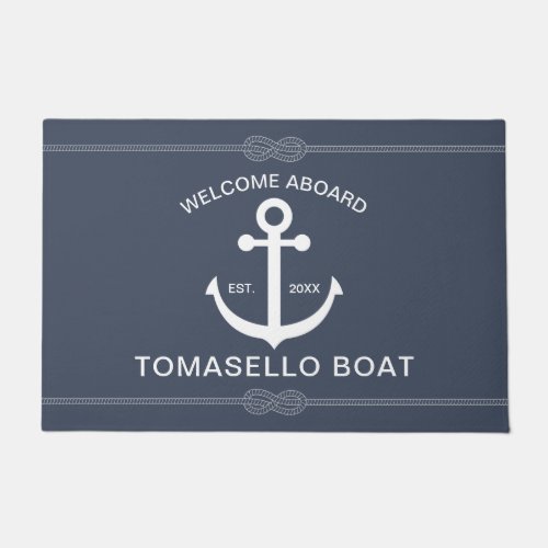 Nautical Anchor Rope Boat Name Doormat