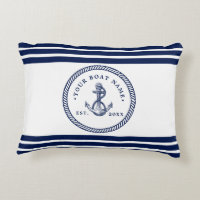 Nautical Anchor & Rope Boat Name Navy Blue & White