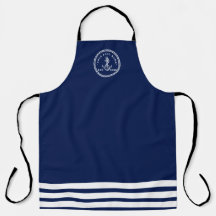 Nautical Anchor & Rope Boat Name Navy Blue & White
