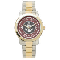 Nautical Anchor & Rope Captain Boat Name Navy Red