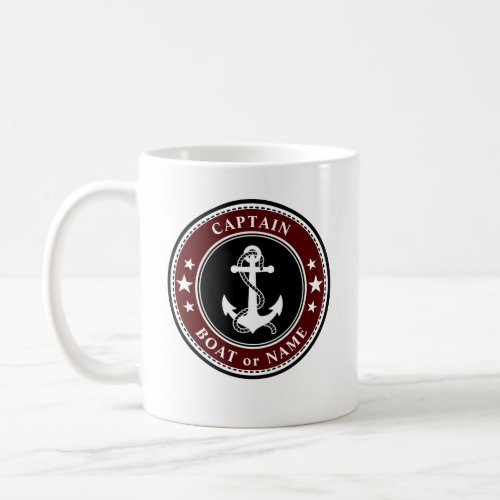 Nautical Anchor Rope Captain Boat or Name 2 Sided Coffee Mug