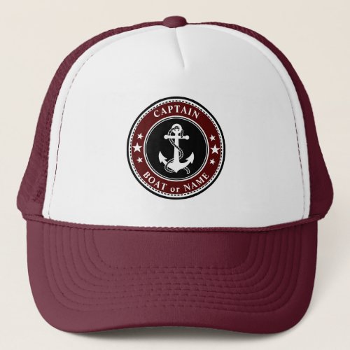Nautical Anchor  Rope Captain Boat or Name Trucker Hat