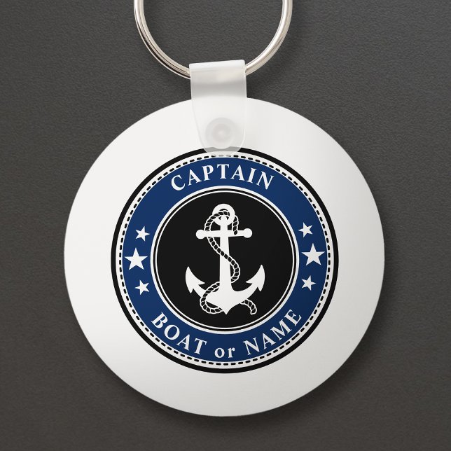 Nautical Anchor & Rope Captain Name or Boat Navy Keychain (Creator Uploaded)