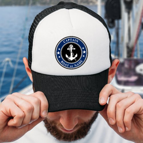 Nautical Anchor  Rope Captain Name or Boat Trucker Hat