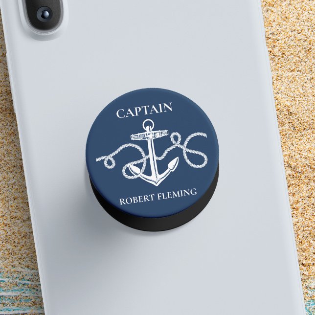 Nautical Anchor Rope Captain Name PopSocket (Creator Uploaded)
