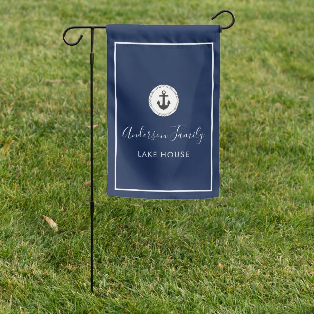 Nautical Anchor Rope Family Lake House Garden Flag (In SItu)