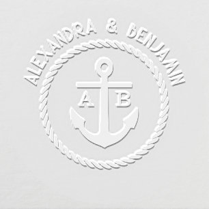 Nautical Anchor Rope Frame Initial Name Monogram Embosser