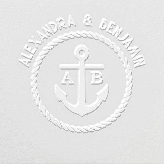 Nautical Anchor Rope Frame Initial Name Monogram Embosser (Design)