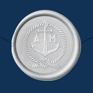 Nautical Anchor Rope Frame Monogram Wax Seal Sticker