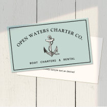 Nautical Anchor &amp; Rope Marina Blue Business Card